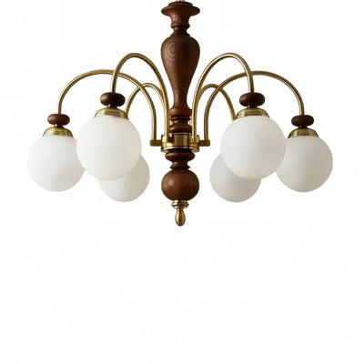 Velora Classic Wood & Glass Chandelier