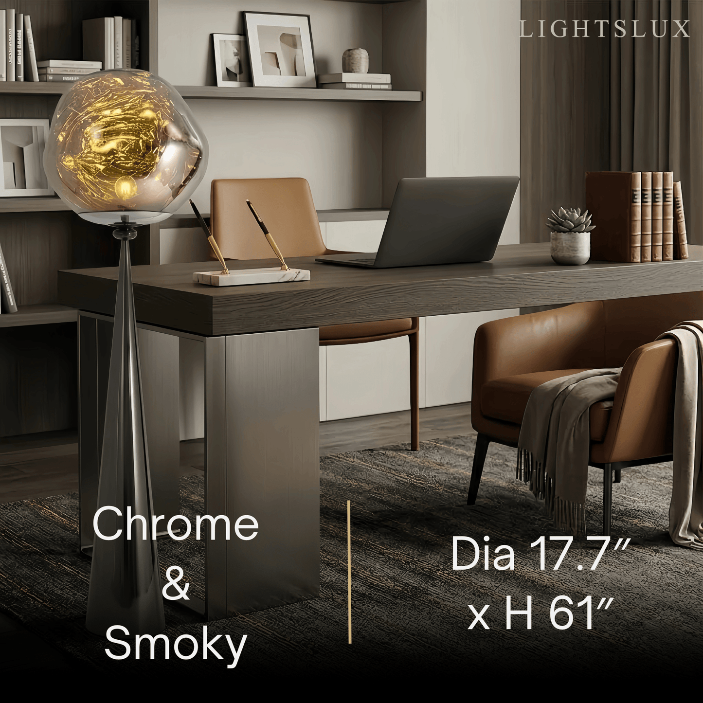 Contemporary Floor Lamp – Distorted Spherical Metal & Acrylic