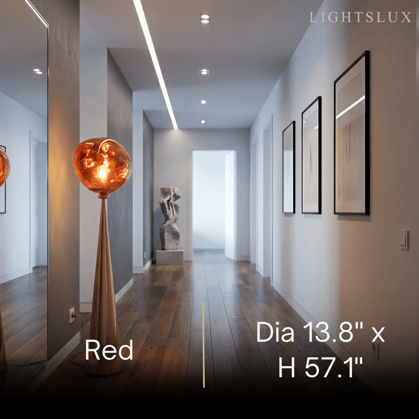 Contemporary Floor Lamp – Distorted Spherical Metal & Acrylic