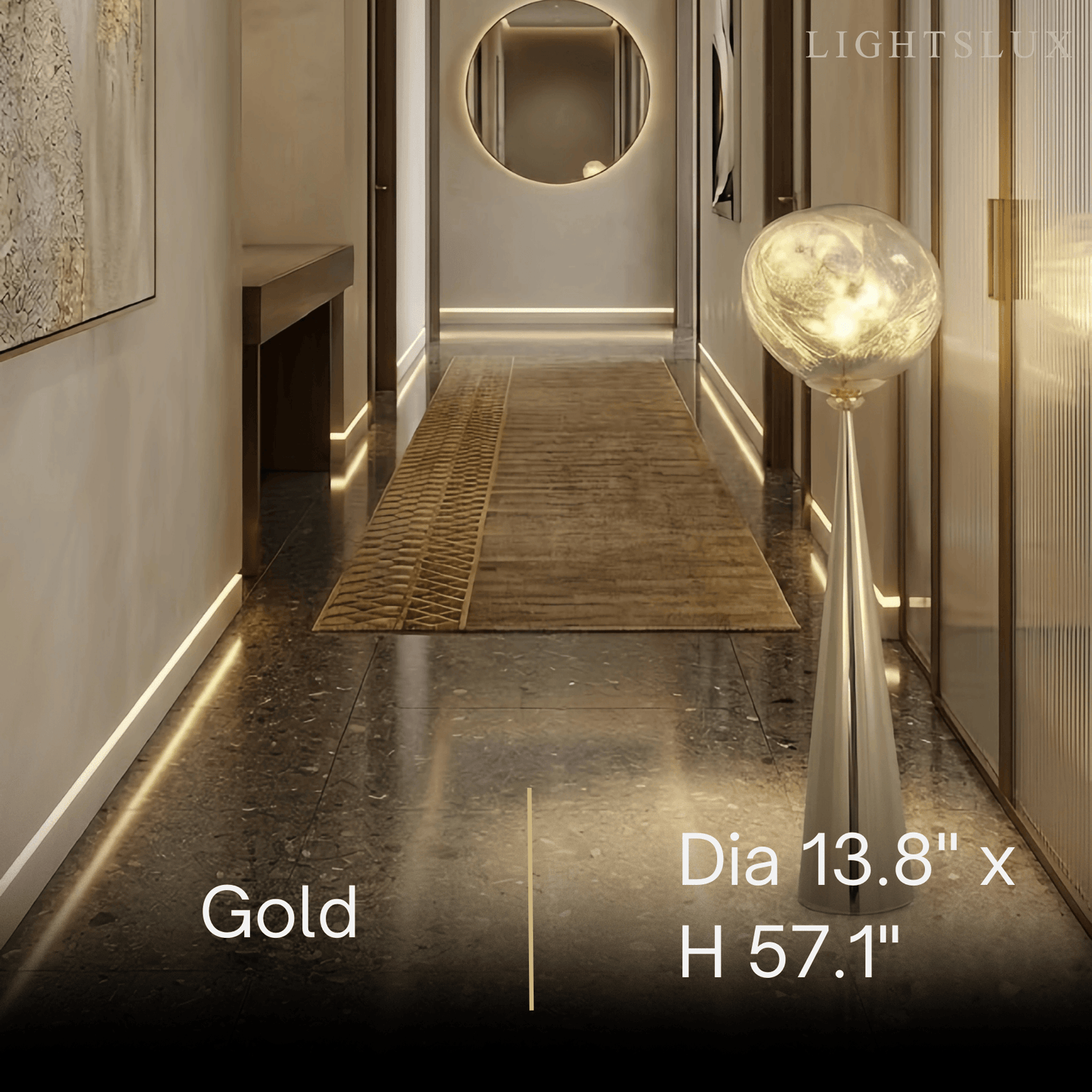 Contemporary Floor Lamp – Distorted Spherical Metal & Acrylic