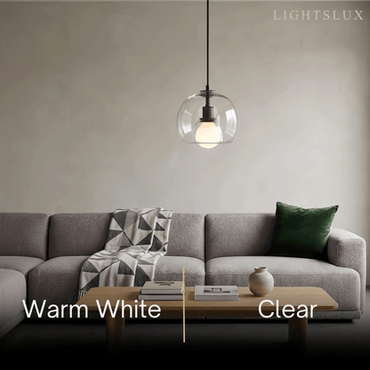  Minimalist Glass Pendant Light – Metal Clear Smoke Cognac