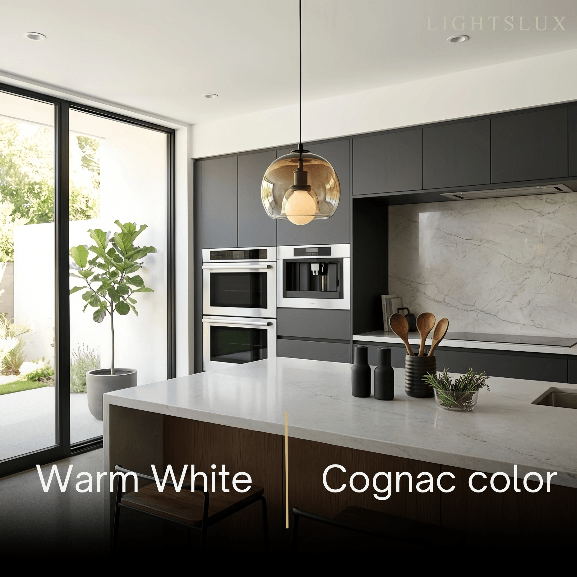  Minimalist Glass Pendant Light – Metal Clear Smoke Cognac