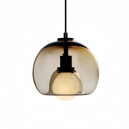  Minimalist Glass Pendant Light – Metal Clear Smoke Cognac