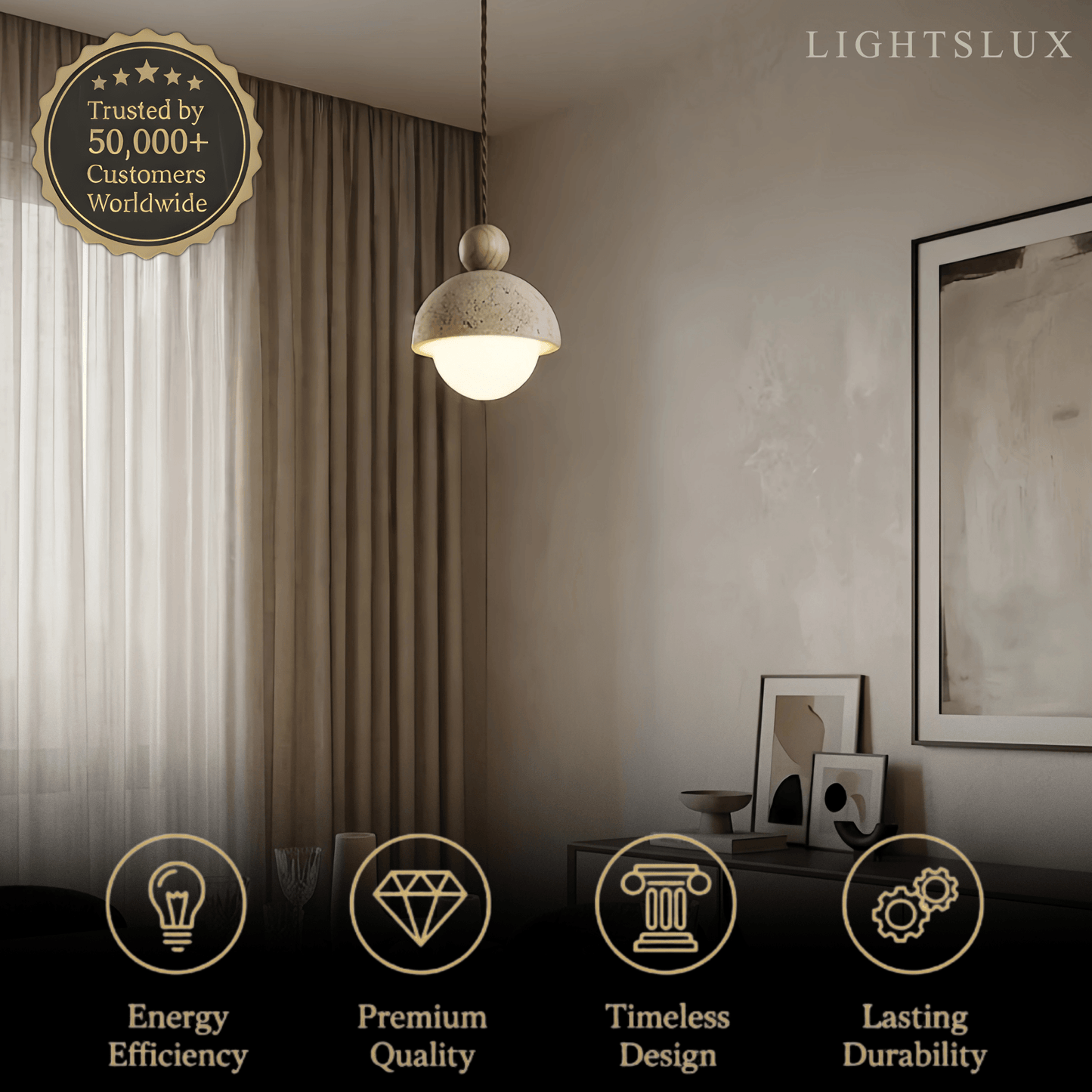 Modern Travertine Pendant Light 