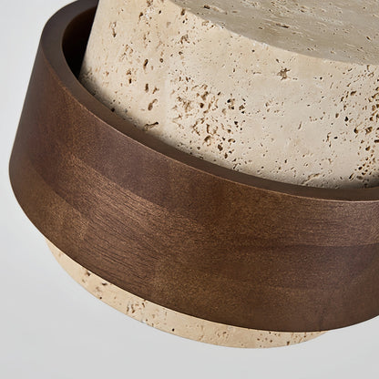 Strata Modern Travertine Pendant Light — Walnut Wood for Dining Room