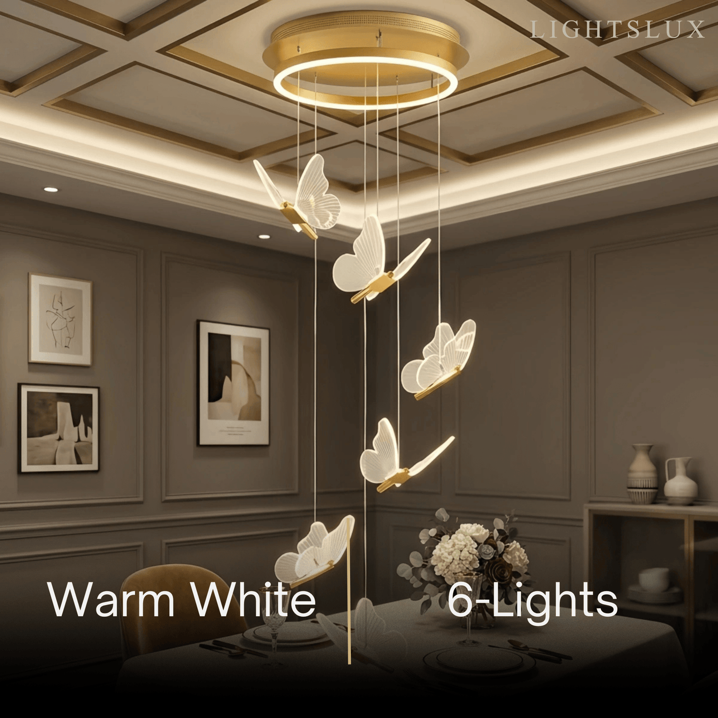 Modern Light‑Luxury Pendant Light — Metal & Acrylic with Butterfly Design