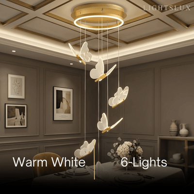 Modern Light‑Luxury Pendant Light — Metal & Acrylic with Butterfly Design