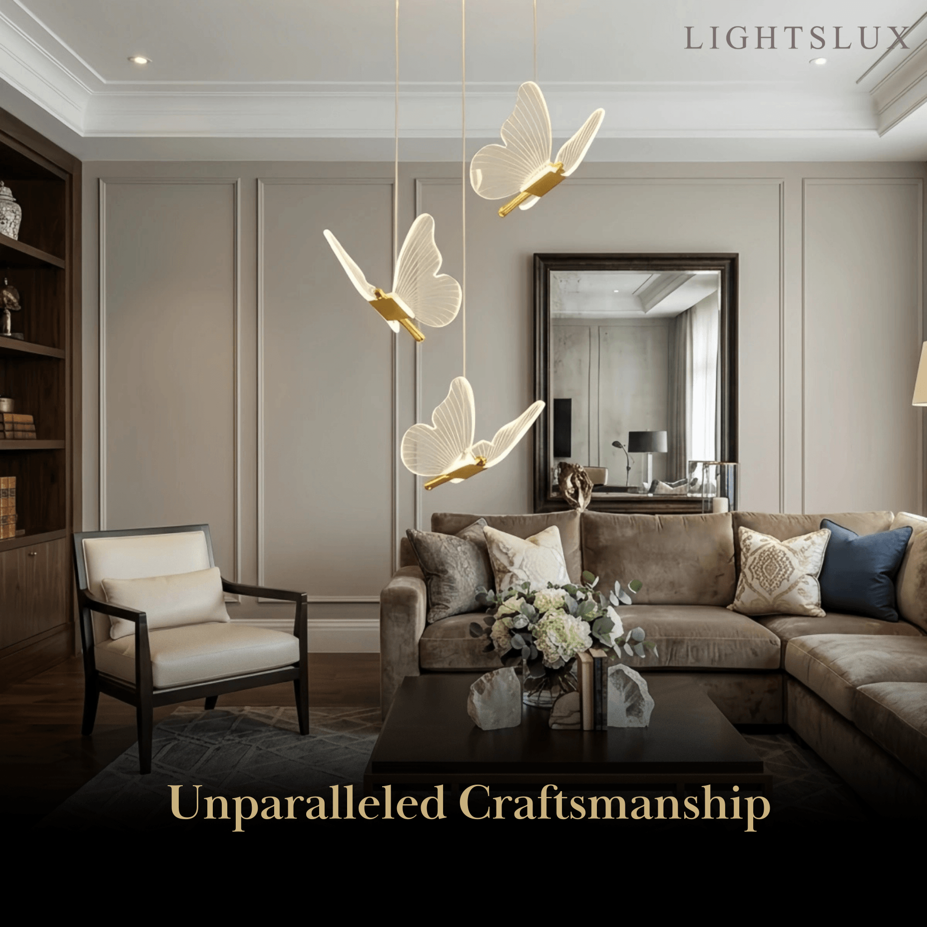 Modern Light‑Luxury Pendant Light — Metal & Acrylic with Butterfly Design