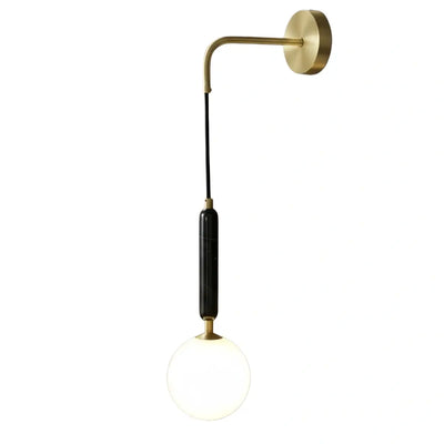 Minimalist Marble Wall Lamp — Glass & Iron with Marble Accent 