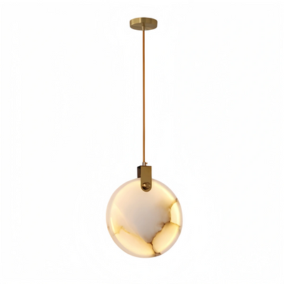 Alba Modern Alabaster Pendant Light — Gold Metal for Dining Room