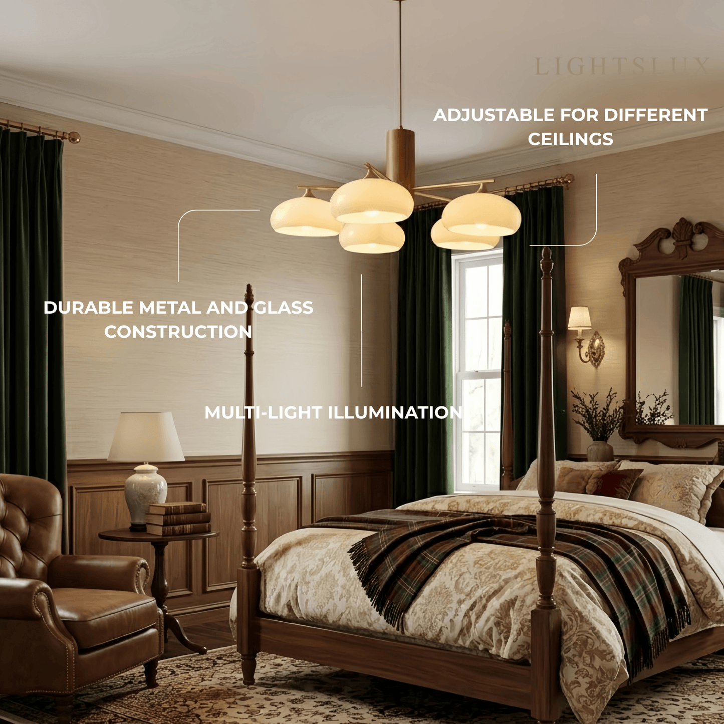 Modern Wood & Glass Chandelier 