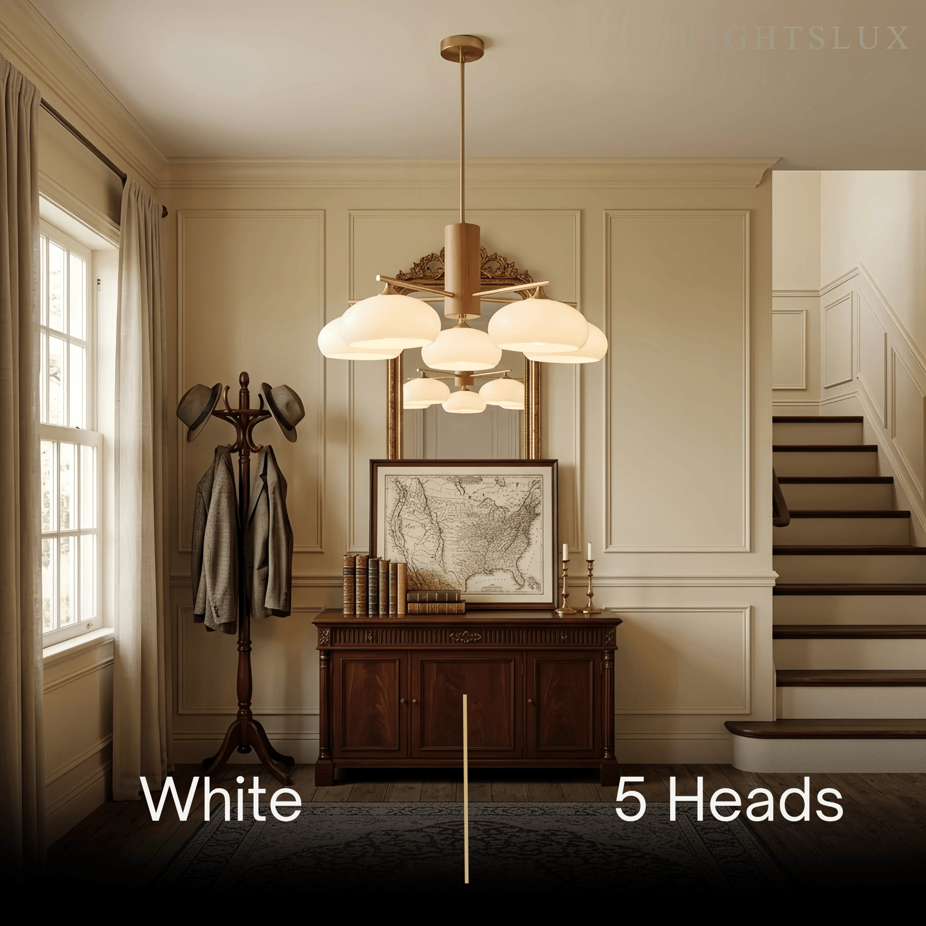 Modern Wood & Glass Chandelier 