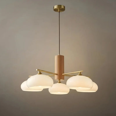 Modern Wood & Glass Chandelier 