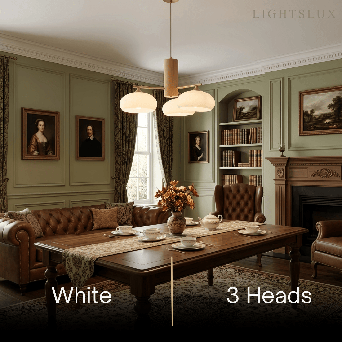 Modern Wood & Glass Chandelier 