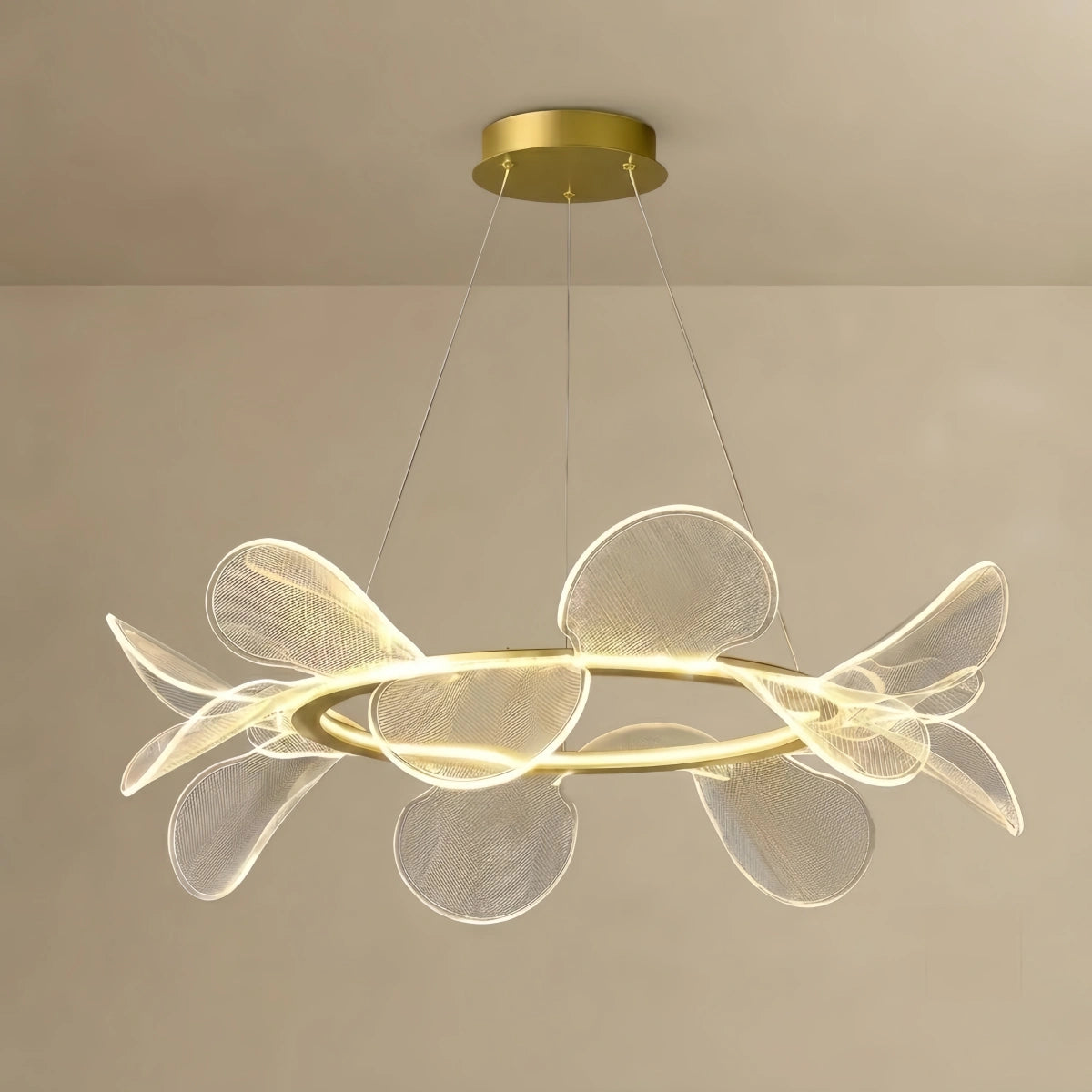 Velora Modern Acrylic Chandelier — Gold Metal 