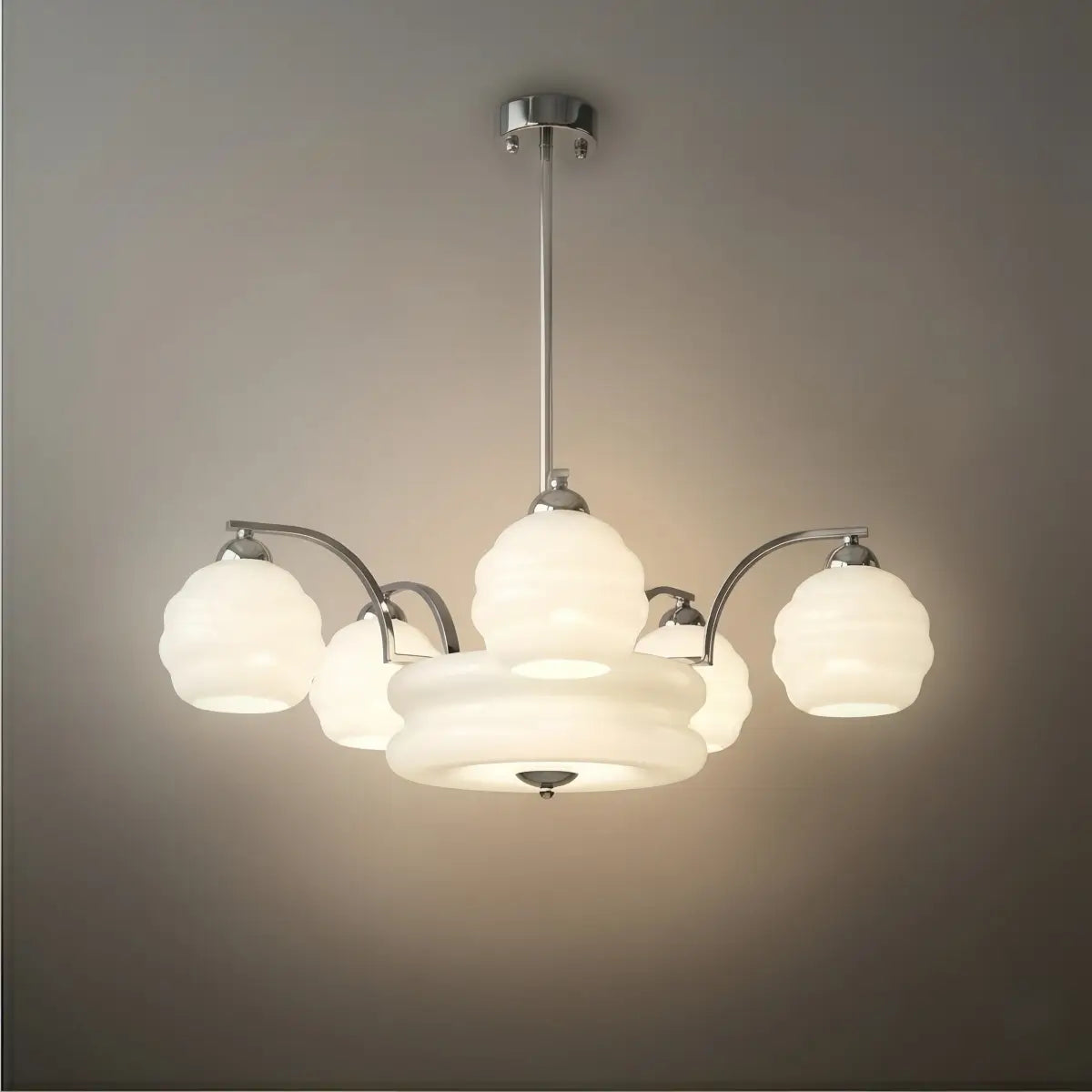 Art Deco Vintage Glass Chandelier 