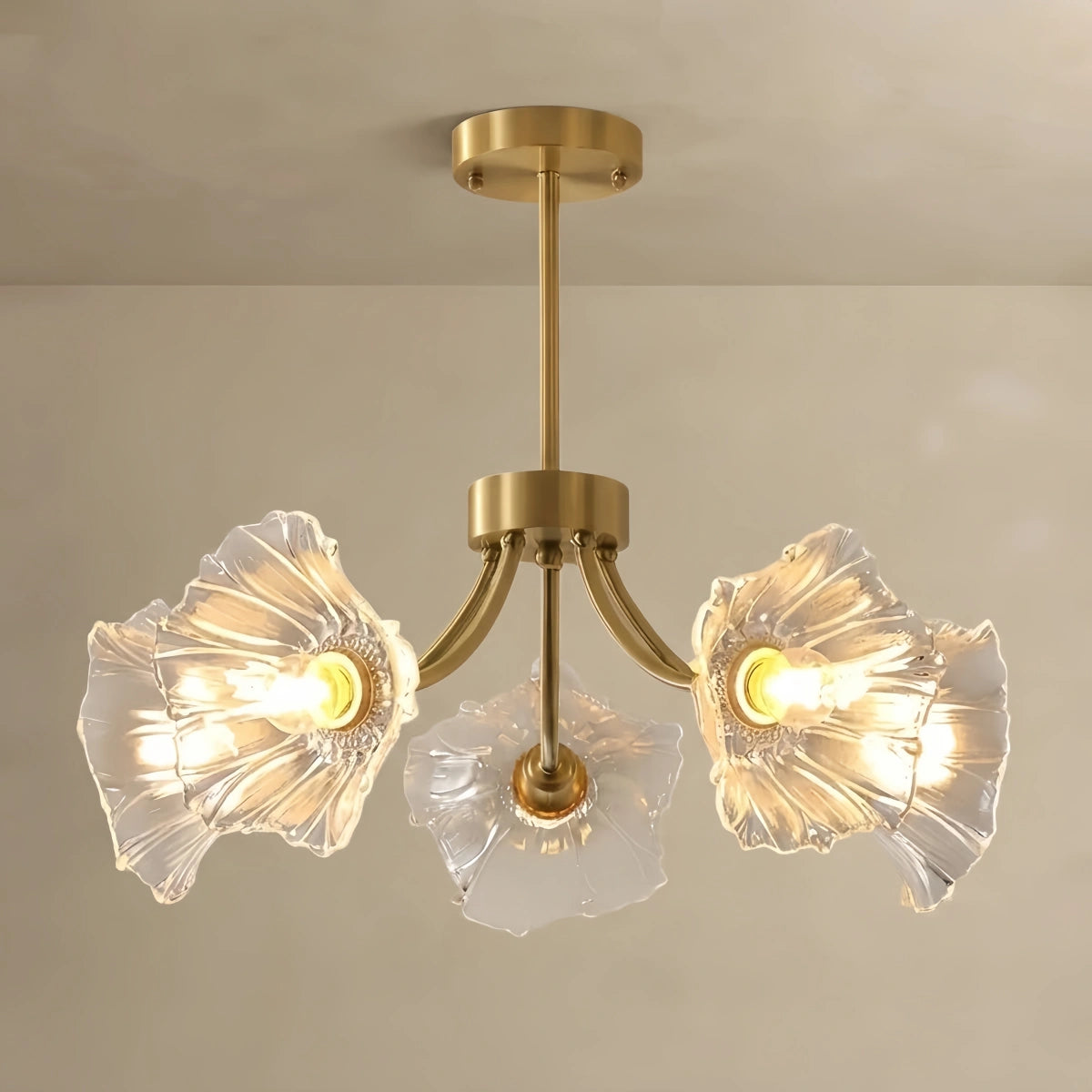  Chandelier – Brass & Glass for Living Room/Bedroom/Dining Room