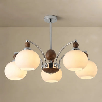 Chandelier -- Glass & Iron & Wood for Dining Room