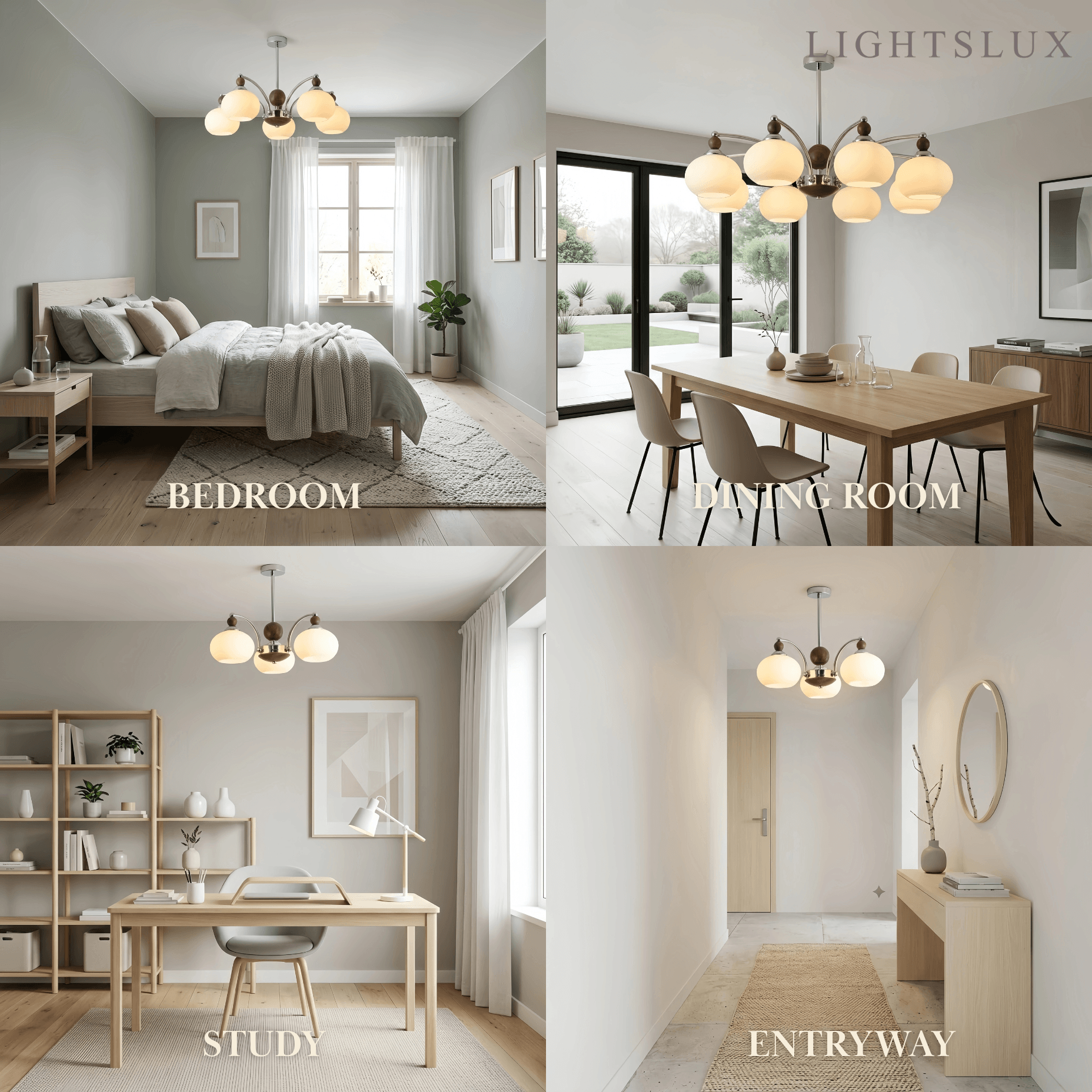Contemporary Chandelier -- Glass & Iron & Wood for Dining Room