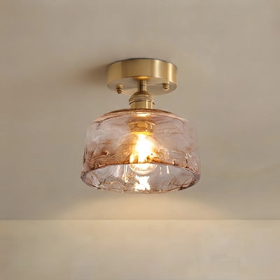 Vintage-Inspired Ceiling Light -- Brass & Amber Glass for Living Room Entryway
