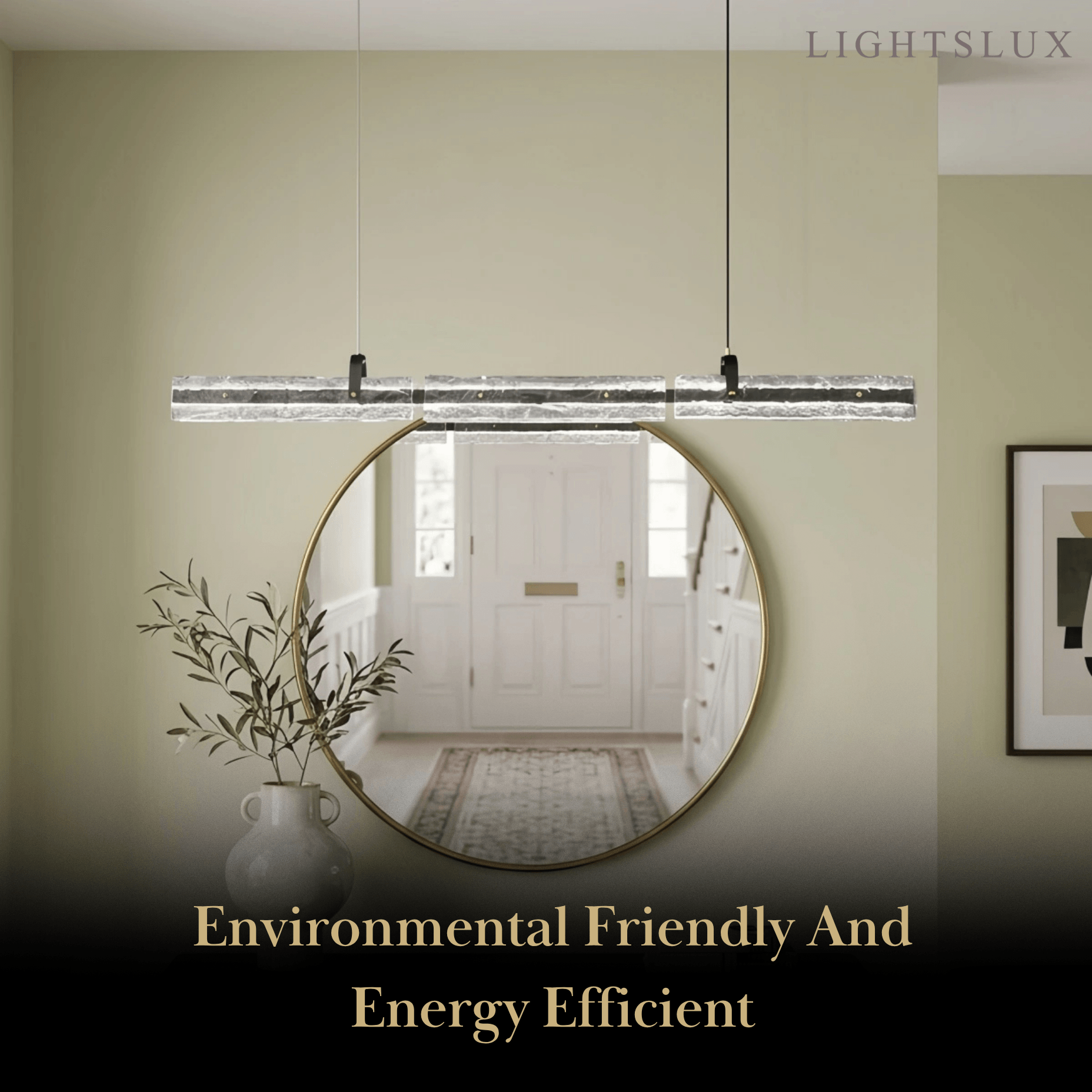 Modern Linear Pendant Light — Metal & Glass for Dining Room Kitchen Island Conference Room Living Room