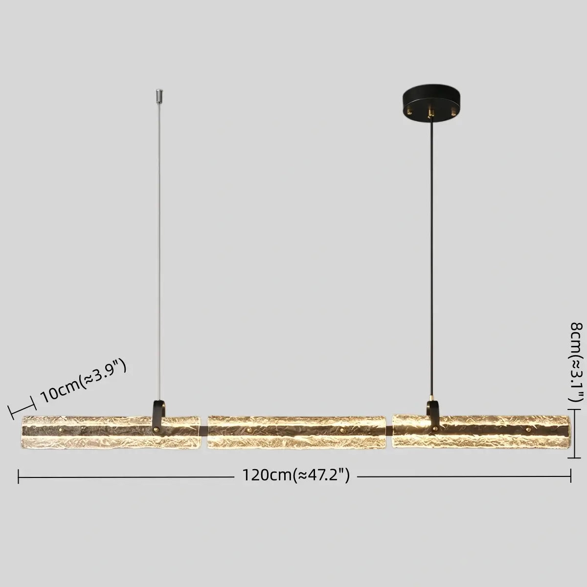 Modern Linear Pendant Light — Metal & Glass for Dining Room Kitchen Island Conference Room Living Room