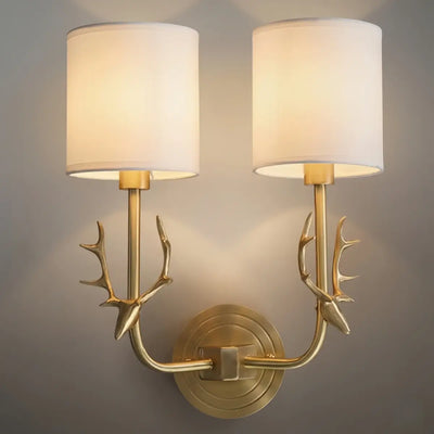 Art Deco Wall Lamp — Brass & Linen White 