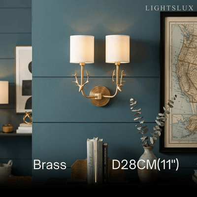 Art Deco Wall Lamp — Brass & Linen White 