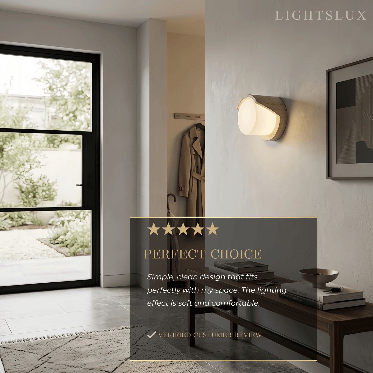 Modern Wall Lamp — Yellow Travertine & Glass White