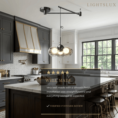 Modern Pendant Light — Carbon Steel & Glass Black Smoke Grey