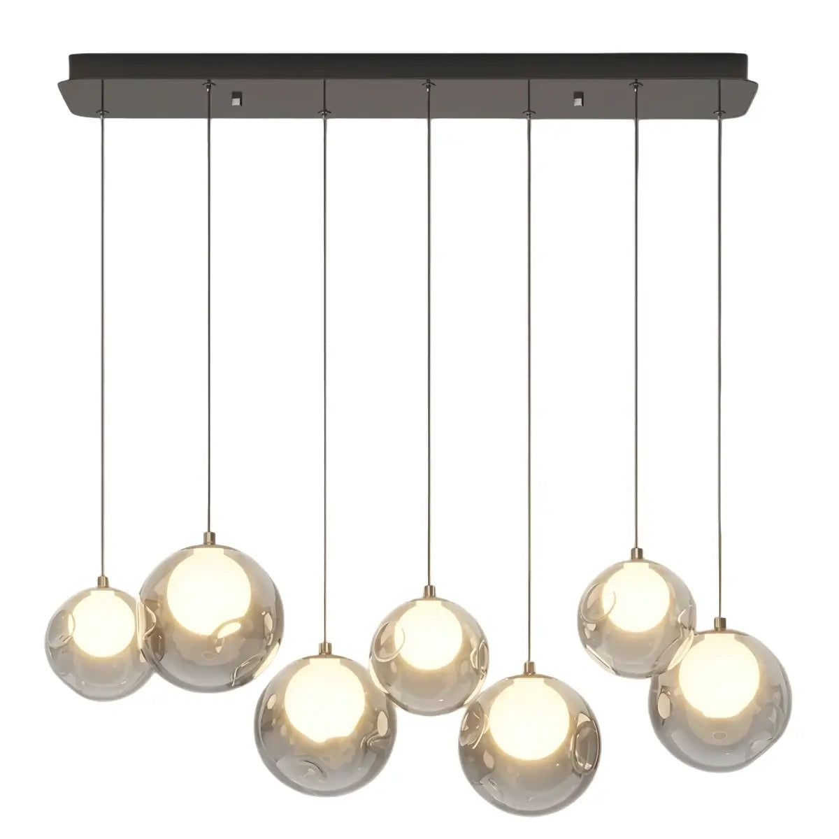 Modern Pendant Light — Stainless Steel, Iron & Glass Black Smoke Grey