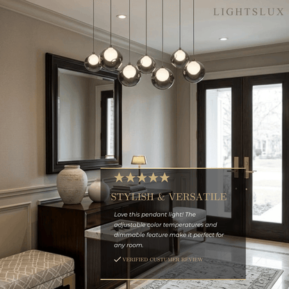 Modern Pendant Light — Stainless Steel, Iron & Glass Black Smoke Grey