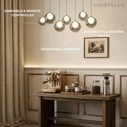 Modern Pendant Light — Stainless Steel, Iron & Glass Black Smoke Grey