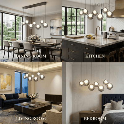 Modern Pendant Light — Stainless Steel, Iron & Glass Black Smoke Grey