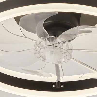 Vivara Modern Semi-Flush Ceiling Fan with Light -- Silent Black & White Iron ABS for Bedroom