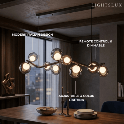 Modern Pendant Light -- Glass & Metal Smoke Grey