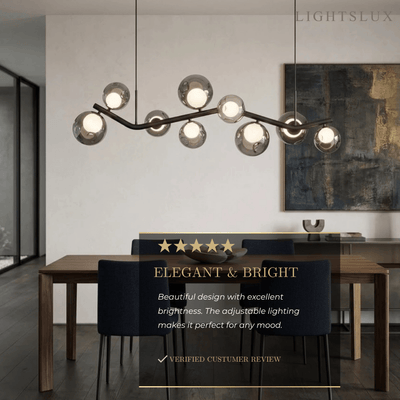 Modern Pendant Light -- Glass & Metal Smoke Grey