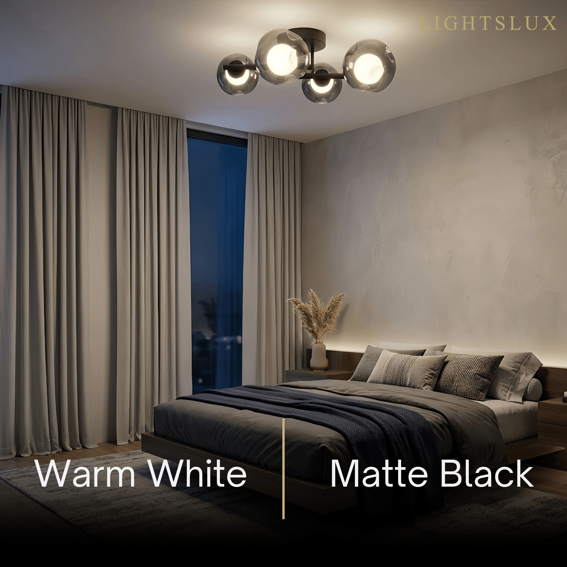 Modern Semi-Flush Mount Ceiling Light — Steel & Glass Smoke Greyc4
