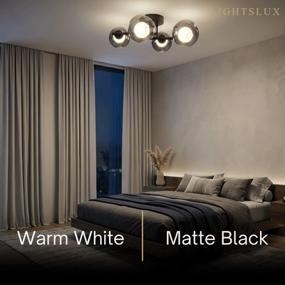 Modern Semi-Flush Mount Ceiling Light — Steel & Glass Smoke Greyc4