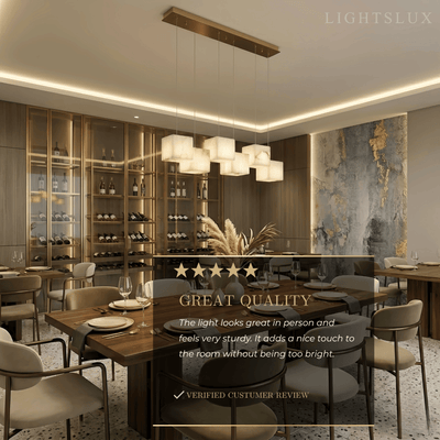 Minimalist Pendant Light — Marble & Stainless Steel White