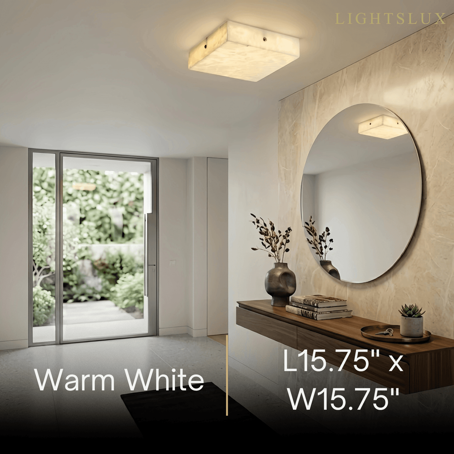 Minimalist Flush Mount Ceiling Light — Brass & Marble White