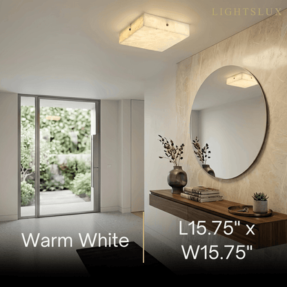 Minimalist Flush Mount Ceiling Light — Brass & Marble White