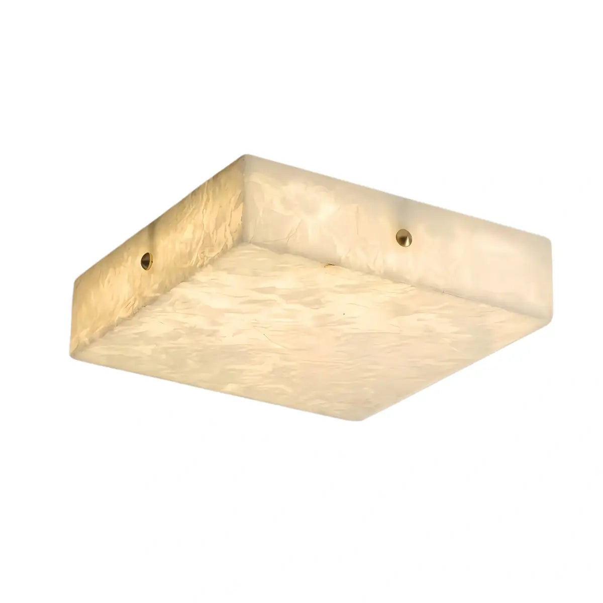 Minimalist Flush Mount Ceiling Light — Brass & Marble White