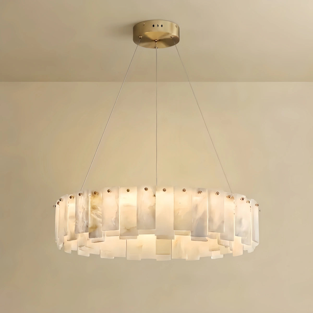 Vivara Luxury Marble Chandelier – Brass Round/Rectangle for Living Room