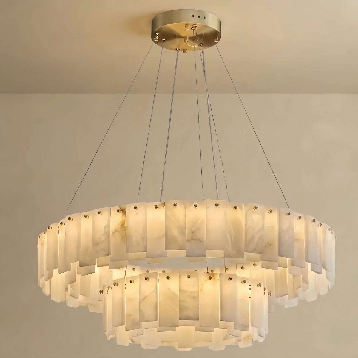 Vivara Luxury Marble Chandelier – Brass Round/Rectangle for Dining Room