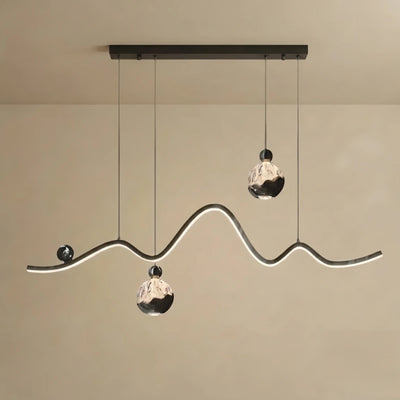  Modern Pendant Light — Iron & Aluminum Glossy Black for Dining Room
