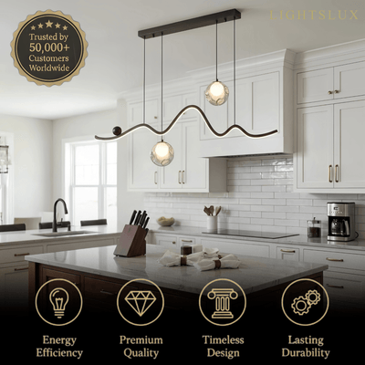 Modern Pendant Light — Iron & Aluminum Glossy Black