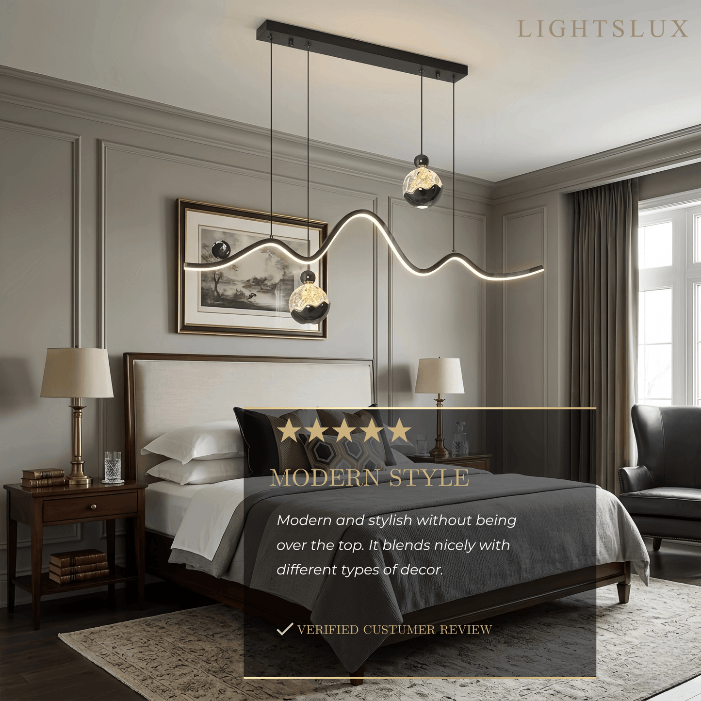 Modern Pendant Light — Iron & Aluminum Glossy Black