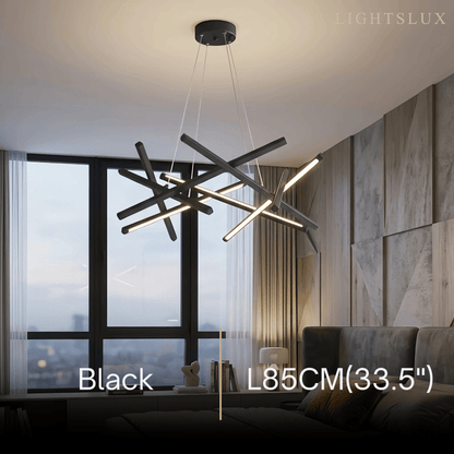 Minimalist Chandelier — Iron & Acrylic Black