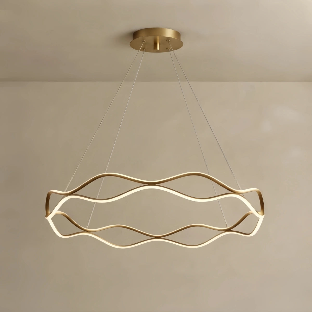  Chandelier – Wave Ring Gold/Black for Living Room / Dining Room